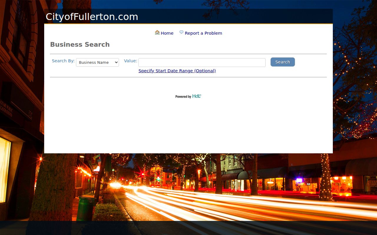 Fullerton people search business license search