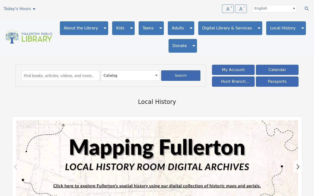Fullerton people search Local History Room records