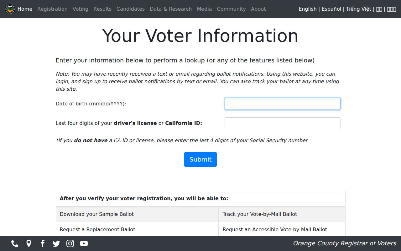 Fullerton people search Orange County voter lookup