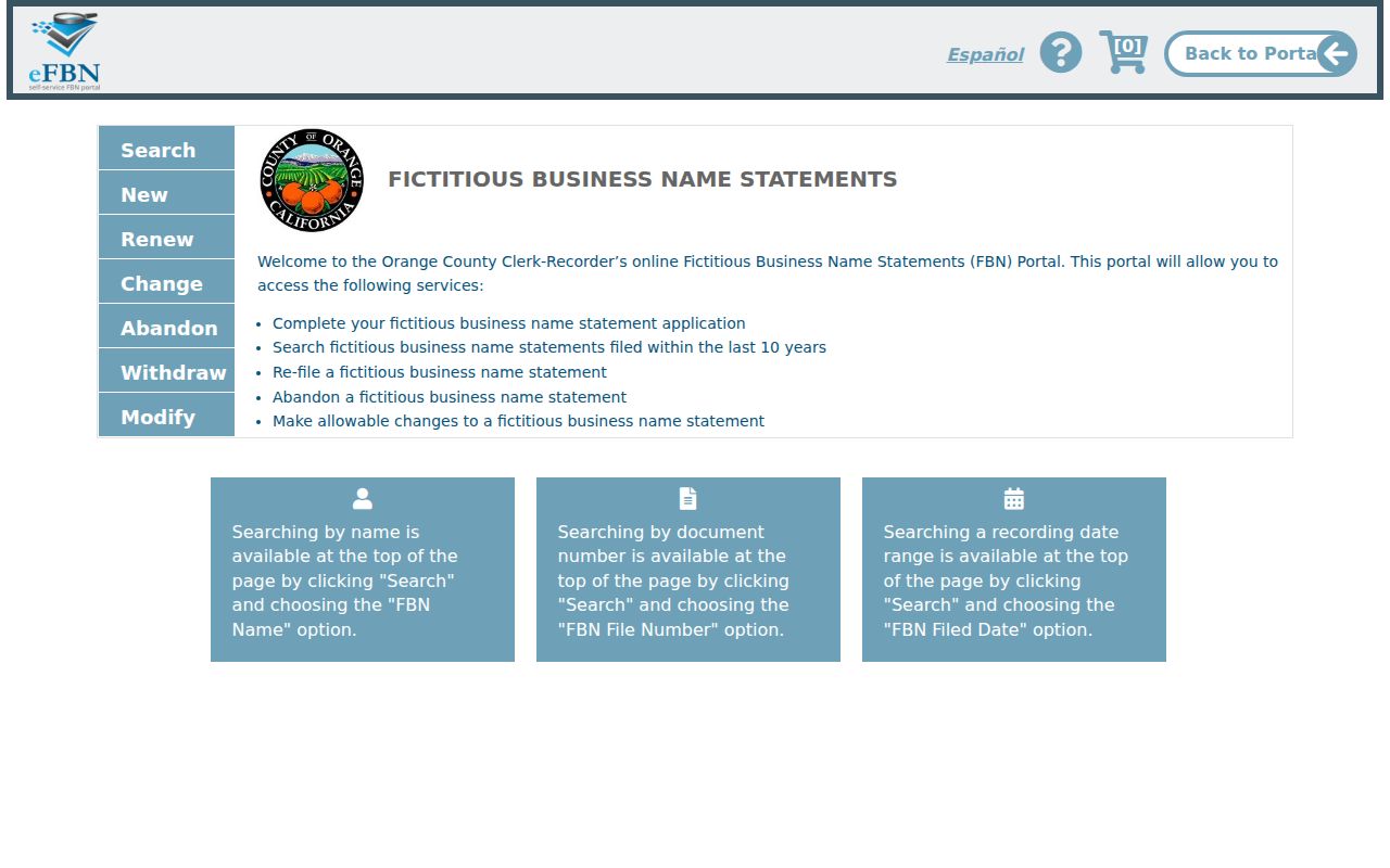 Fullerton public records Orange County fictitious business name search
