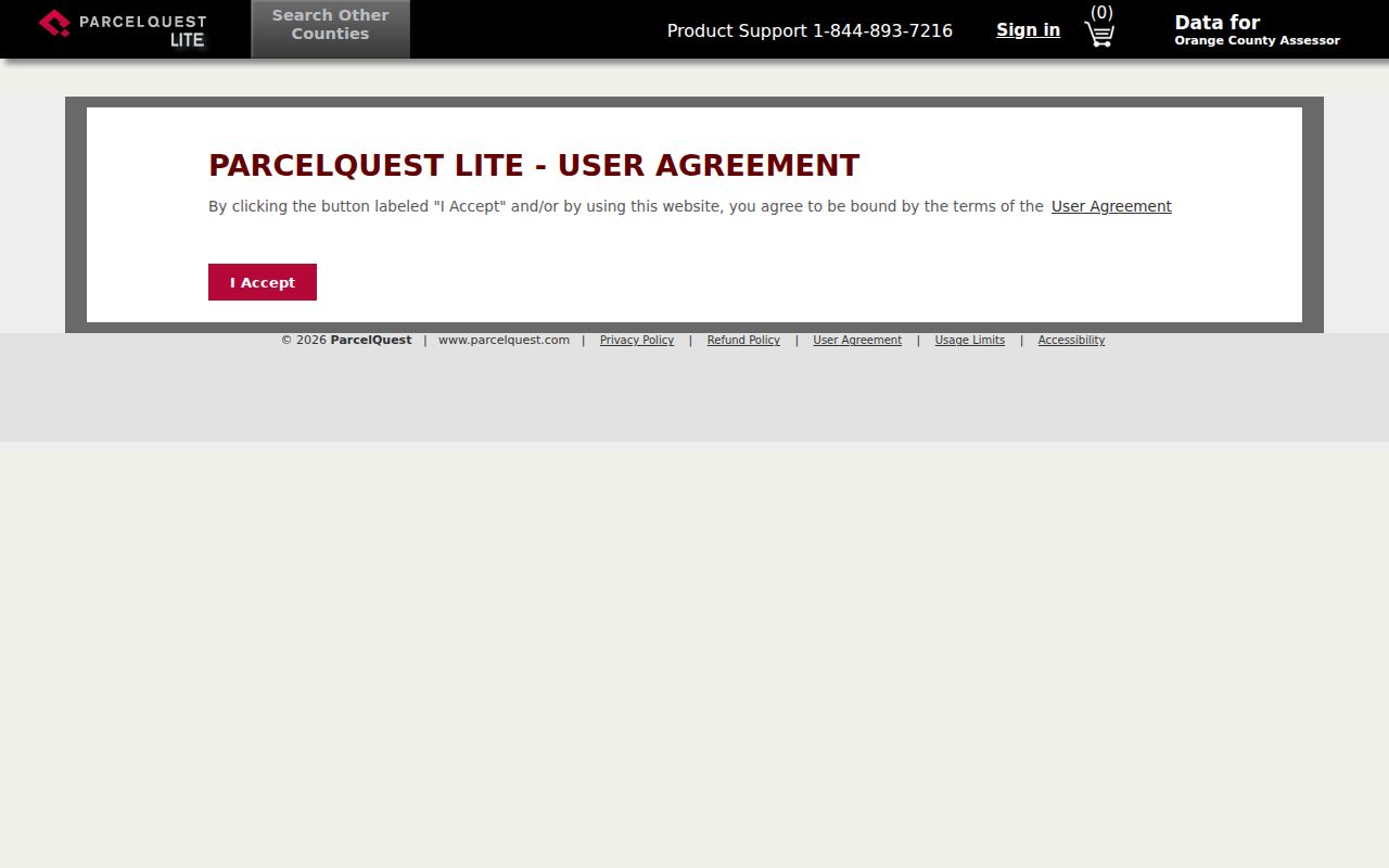 Fullerton public records ParcelQuest Lite property records portal
