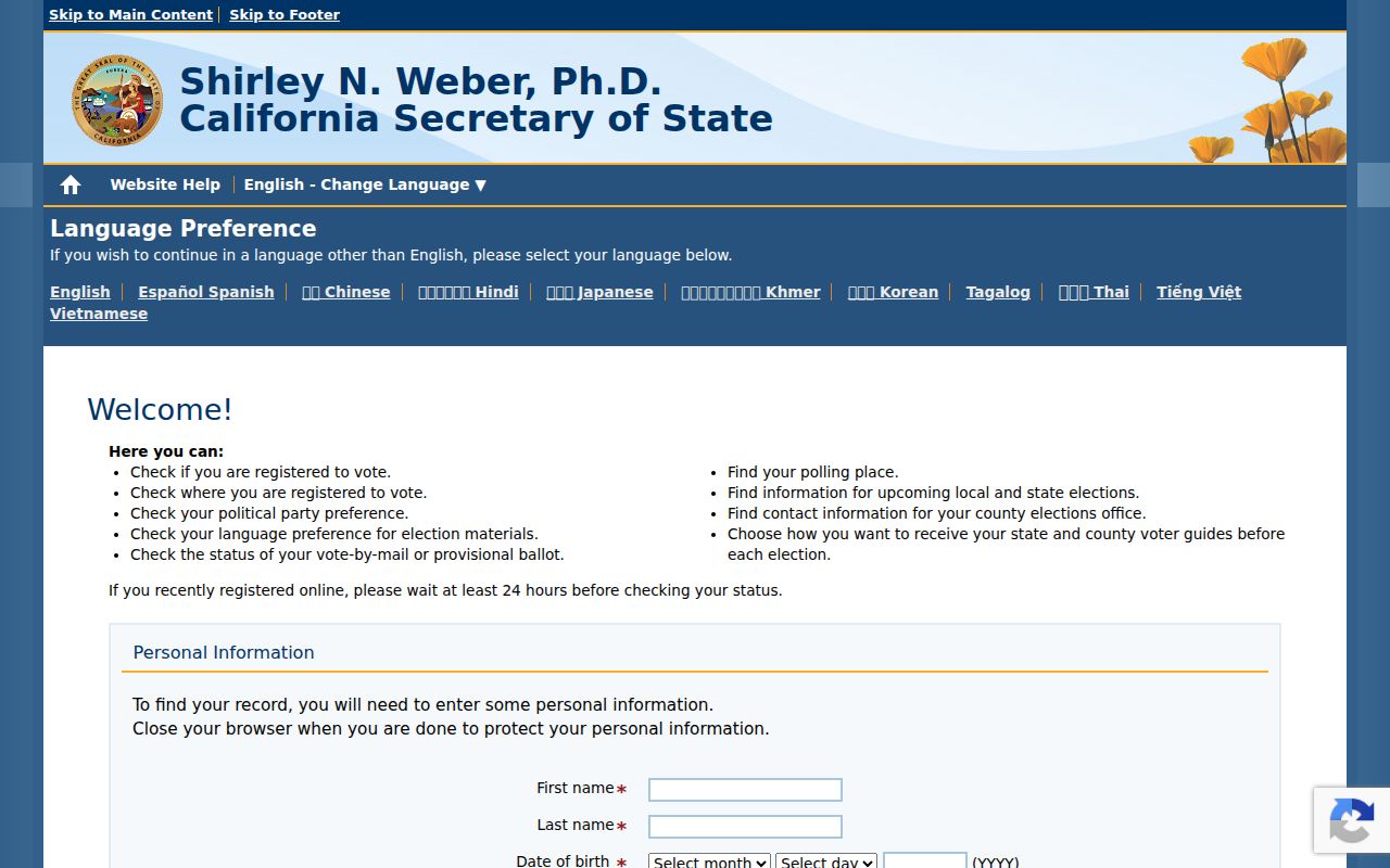 Fullerton voter registration records statewide voter status search